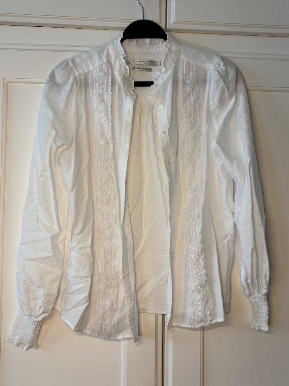 Contemporaine White Lace Neck Top